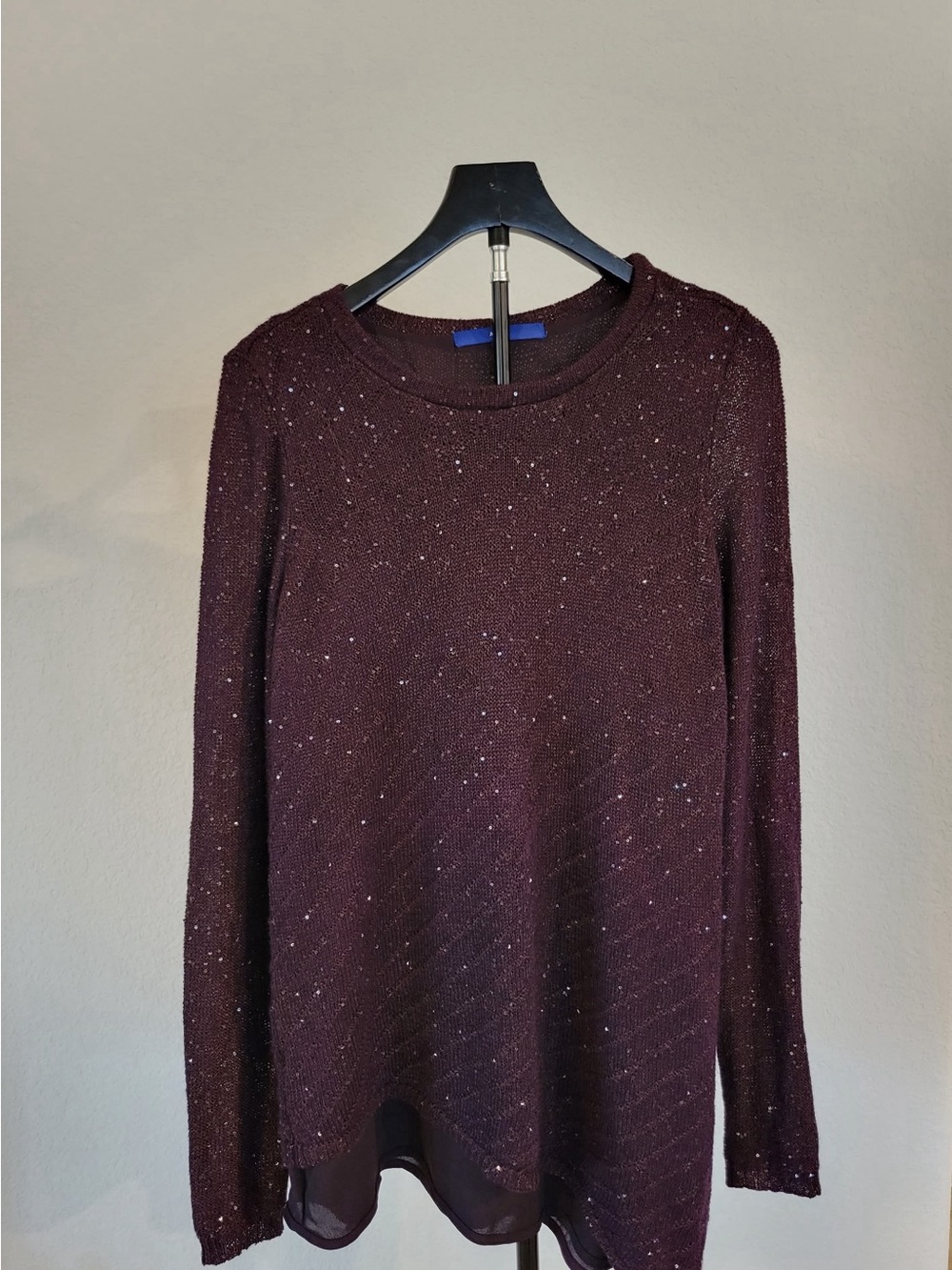 APT.9 Women’s Large Burgundy Sequin Knit Long Sleeve Sweater Top